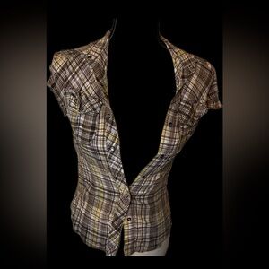 Plaid Button-Up Women's Top